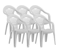 Lot de 6 chaises de jardin empilables en résine coloris Blanc - Longueur 58 x Profondeur 54 x Hauteur 86 cm