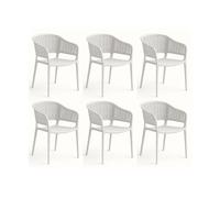 Lot de 6 chaises de jardin empilables en résine coloris blanc - Longueur 59 x Profondeur 56 x Hauteur 79 cm