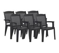 Lot de 6 chaises de jardin empilables en résine coloris Gris - Longueur 59 x Profondeur 60 x Hauteur 87 cm