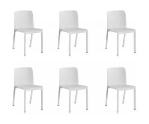 Lot de 6 chaises de jardin empilables en résine PEGANE - Blanc - Conception ergonomique - 100% recyclable