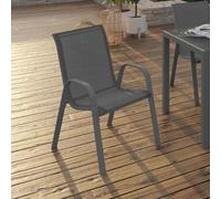 IDMarket - Lot de 6 chaises de jardin LYMA - métal et textilène empilables gris anthracite