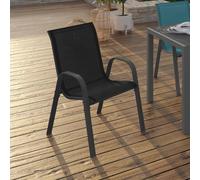Lot De 6 Chaises De Jardin Lyma Métal Et Textilène Empilables Gris, Noir Et Bleu Multicolore