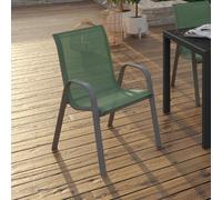 Lot de 6 chaises de jardin LYMA métal et textilène vert olive