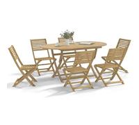 Lot de 6 chaises de jardin pliantes en acacia massif 48,5 x 61,5 x 87 cm avec dossier et structure à lattes pour terrasse et patio.