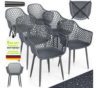 Lot de 6 chaises de jardin tillvex® résistantes aux intempéries avec accoudoirs, couleur anthracite | Chaises d'extérieur pouvant supporter jusqu'à 120 kg | Chaises de jardin résistantes aux UV | Chai