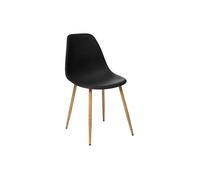 Lot de 6 chaises de salle à manger avec des pieds effet bois, couleur noir - Longueur 46 x Profondeur 55 x Hauteur 86 cm