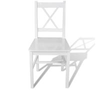 Lot de 6 chaises de salle à manger blanches en bois de pin | Bois massif de pin, finition laquée lisse, design ergonomique, hauteur d'assise 44,5 cm, charge maximale 110 kg