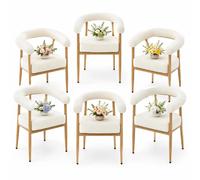 Lot de 6 chaises de salle à manger blanches rembourrées, métal
