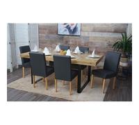 Mendler Lot de 6 chaises de Salle à Manger Littau Similicuir, Gris Mat, Pieds clairs