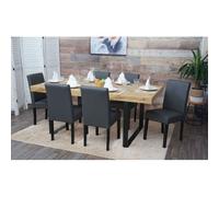 Lot de 6 chaises de salle à manger Chaise de cuisine Littau similicuir, gris mat, pieds foncés