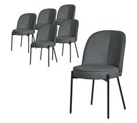 ML-Design Lot de 6 Chaises de Salle à Manger, Anthracite en Polyester avec Pieds Métalliques, Dossier Confortable Arrondi, Assise Rembourrée, Sièges Ergonomiques pour Cuisine et Salon, Design Moderne