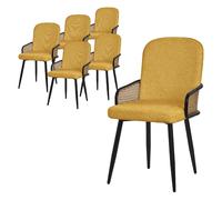 Lot de 6 chaises de salle à manger Chaises de salon Chaise rembourrée Tissu Chai