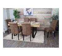 Lot de 6 chaises de salle à manger Chesterfield II, chaise de cuisine, rivets tissu/textile marron, pieds foncés