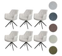 Lot De 6 Chaises De Salle À Manger Hwc-L80, Chaise De Cuisine Rembourrée Chaise Avec Accoudoirs, Pivotante, Métal Tissu/Textile Crème-Beige Multicolore