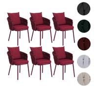 Lot de 6 chaises de salle à manger en aluminium HWC-P89, chaise d'intérieur avec accoudoirs, tissu/textile (180 g/m²) tressage en corde bordeaux