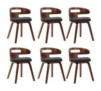 Lot de 6 chaises de salle à manger en bois de buyer et tissu gris foncé | Cadre en bois massif, rembourrage doux, facile d'entretien, max. 110 kg par siège, design intemporel