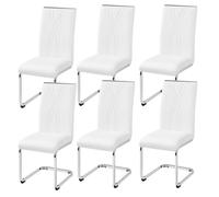 Lot de 6 Chaises de Salle à Manger en Similicuir avec Pieds Métalliques en U et Haut Dossier, Blanc YAHEETECH