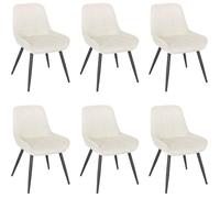 WOLTU Chaises de Salle à Manger Lot de 6, Chaises Relaxantes en Velours, Ergonomiques avec Dossier, Crème Blanc BH331cm-6