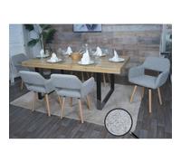 Lot de 6 chaises de salle à manger HWC-A50 II, chaise de cuisine chaise rembourrée, bois tissu/textile bouclé (450g/m²) MVG gris