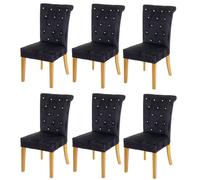 Mendler Chaise HWC-D22 - Lot de 6 - Noir Velours
