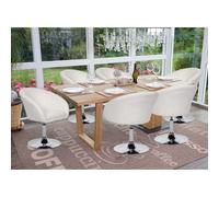Mendler Lot de 6 chaises HWC-F19 - Similicuir blanc