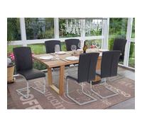 Lot de 6 chaises de salle à manger HWC-F36, chaise de cuisine à piétement luge, chaise de conférence similicuir, noir