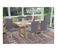 Lot de 6 chaises de salle à manger HWC-F36, chaise de cuisine cantilever chaise de conférence tissu/textile, gris