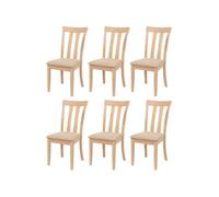 Lot de 6 chaises de salle à manger HWC-G46 piètement couleur naturelle, beige