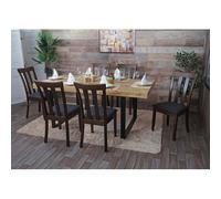6xchaise de salle à manger HWC-G46 bois massif cadre foncé gris foncé