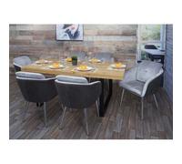 Lot de 6 chaises de salle à manger HWC-G48, chaise de cuisine rembourrée, similicuir velours avec accoudoirs gris