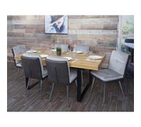 Lot de 6 chaises de salle à manger HWC-G48, chaise de cuisine rembourrée, similicuir velours gris