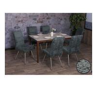 Lot De 6 Chaises De Salle À Manger Hwc-G55, Chaise De Cuisine Inclinable, Acier Inoxydable Brossé Tissu/Textile Chenille Oeko-Tex Bleu-Vert Bleu