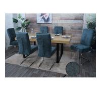 Lot De 6 Chaises De Salle À Manger Hwc-G56, Chaise De Cuisine Cantilever Chaise Inclinable, Métal Tissu/Textile Chenille Bleu-Vert Multicolore