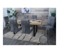 Lot de 6 chaises de salle à manger HWC-G56, chaise de cuisine cantilever chaise inclinable, métal tissu/textile chenille gris foncé