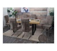 Lot de 6 chaises de salle à manger HWC-G56, chaise de cuisine cantilever, métal tissu/textile chenille brun