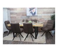 Lot de 6 chaises de salle à manger HWC-G66, chaise de cuisine chaise, pivotante Auto-Position tissu/textile brun-brun foncé Multicolore