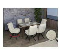 Mendler Lot de 6 chaises de Salle à Manger HWC-G66 Blanc crème