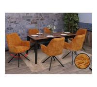 Lot de 6 chaises de salle à manger MENDLER HWC-G67 Chenille Öko-Tex MVG jaune moutarde Jaune