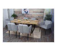 Lot de 6 chaises de salle à manger HWC-H93, chaise de cuisine fauteuil tissu/textile gris clair