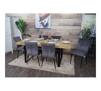 Lot de 6 chaises de salle à manger HWC-K16, chaise de cuisine, velours métal gris foncé