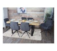 Lot de 6 chaises de salle à manger HWC-K32, chaise de cuisine fauteuil chaise, pivotante position auto, tissu/textile velours côtelé gris