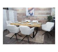 Lot de 6 chaises de salle à manger HWC-K33, chaise de cuisine, pivotante Auto-Position, tissu/textile bouclé-blanc