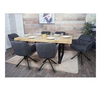 Lot de 6 chaises de salle à manger HWC-K33, chaise de cuisine, pivotante Auto-Position, tissu/textile gris corde