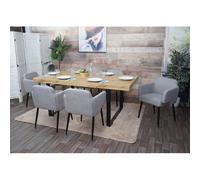 Lot De 6 Chaises De Salle À Manger Hwc-L13, Chaise Rembourrée, Chaise De Cuisine Avec Accoudoirs, Tissu/Textile Métal Gris Multicolore