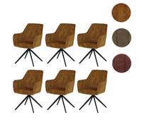 Lot de 6 chaises de salle à manger HWC-L79, chaises de cuisine avec accoudoirs pivotants et mécanisme de retour automatique, velours 440 g/m² aspect daim, jaune moutarde