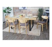 Lot de 6 chaises de salle à manger HWC-M59, chaise de cuisine, tissu/textile bois massif piétement clair, taupe
