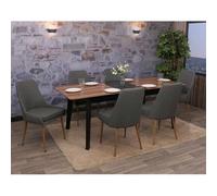 Lot de 6 chaises de salle à manger HWC-O27, chaise de cuisine rembourrée Chaise, tissu/textile (280g/m²) métal gris foncé