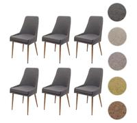 Lot de 6 chaises de salle à manger HWC-O27, chaise de cuisine rembourrée Chaise, tissu/textile (280g/m²) métal gris foncé