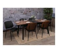 Mendler Lot de 6 chaises de Salle à Manger HWC-O44 Öko-Tex MVG Aspect Noyer, Noir