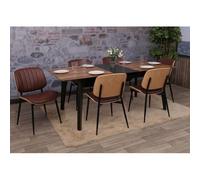 Lot de 6 chaises de salle à manger HWC-O44, chaise de cuisine, bois courbé simili-cuir Oeko-Tex MVG naturel, marron vintage